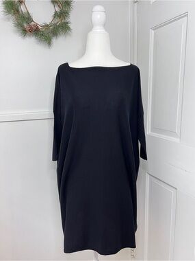 Peruvian Connection Rebelle Pima Cotton Modal Knit Tunic Sweater Top in Black